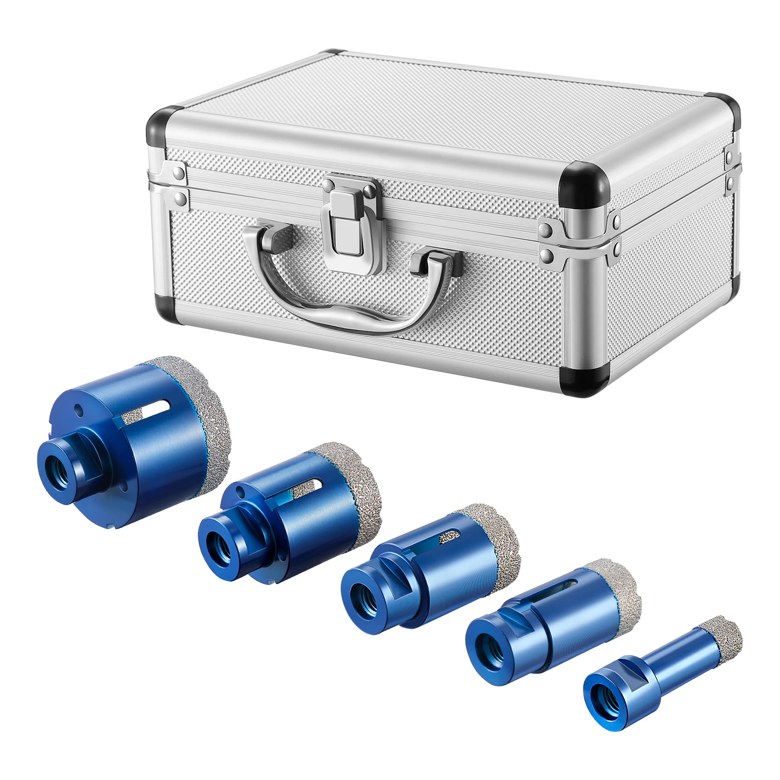 

Набор для алмазной пилы, 5 шт., диаметр 20/35/40/50/68 мм x М14X75 мм, алмазные сверла для фарфоровой плитки, гранита, мрамора, камня и т. Д.