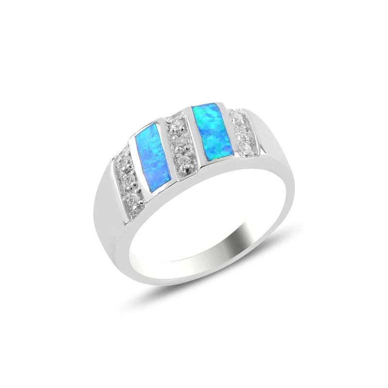 

Silver 925 Sterling Opal & Zircon Crystal Ring