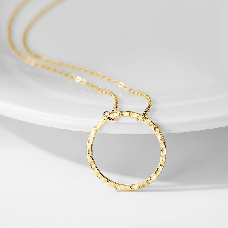 European and American Simple Stainless Steel Round Pendant Accessories Necklace For Women's Clavicle Chain Jewelry