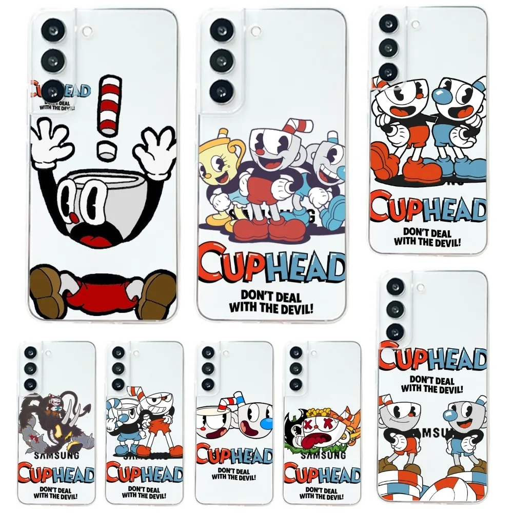 Чехол для телефона Game C-Cuphead Samsung Galaxy A71 70 52 51 40 31 A50 30S 21S Note20ultra Прозрачный чехол