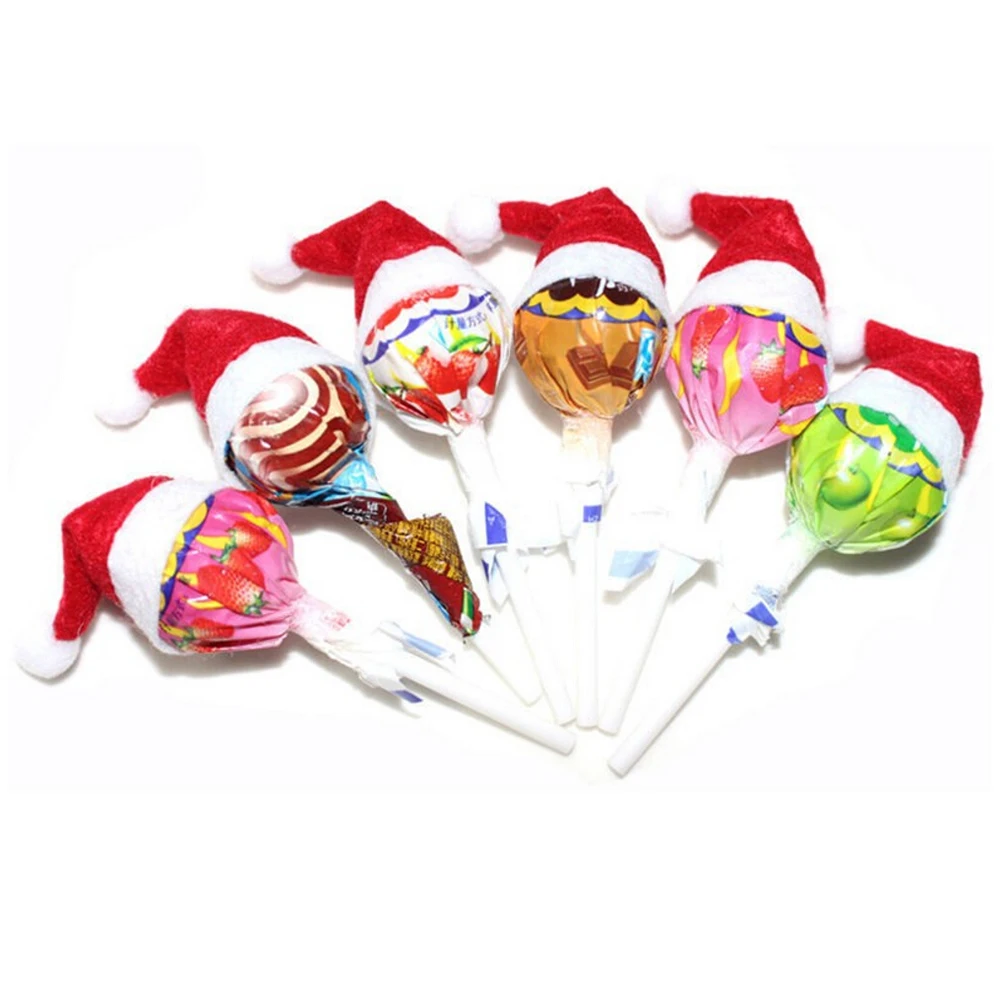 

6pcs Mini Santa Claus Hat Christmas Xmas Holiday Lollipop Top Topper Decor NEW