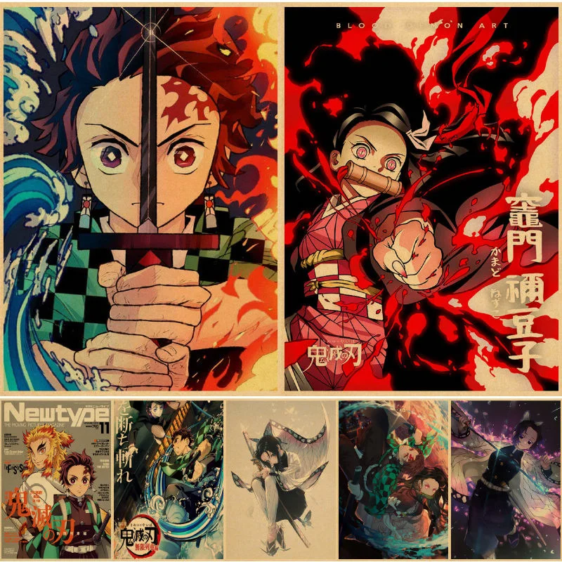 

Настенные постеры с изображением рассекающего демонов: бесконечный поезд, плакаты, наклейки, наклейки, обои для украшения спальни, обои, мус...