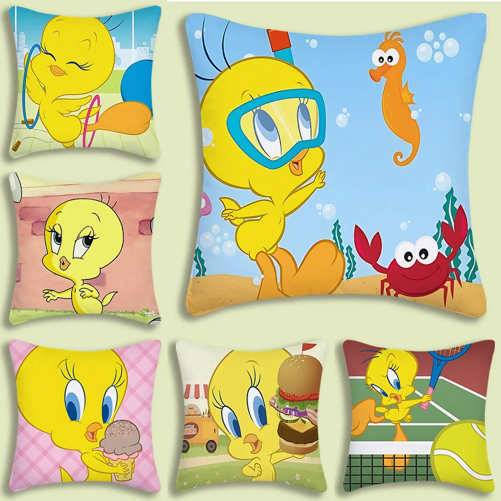 T-Tweety B-Bird Pillow Covers Cartoon Sofa Decorative Home Double-sided Printing Short Plush Cute Cushion Cover