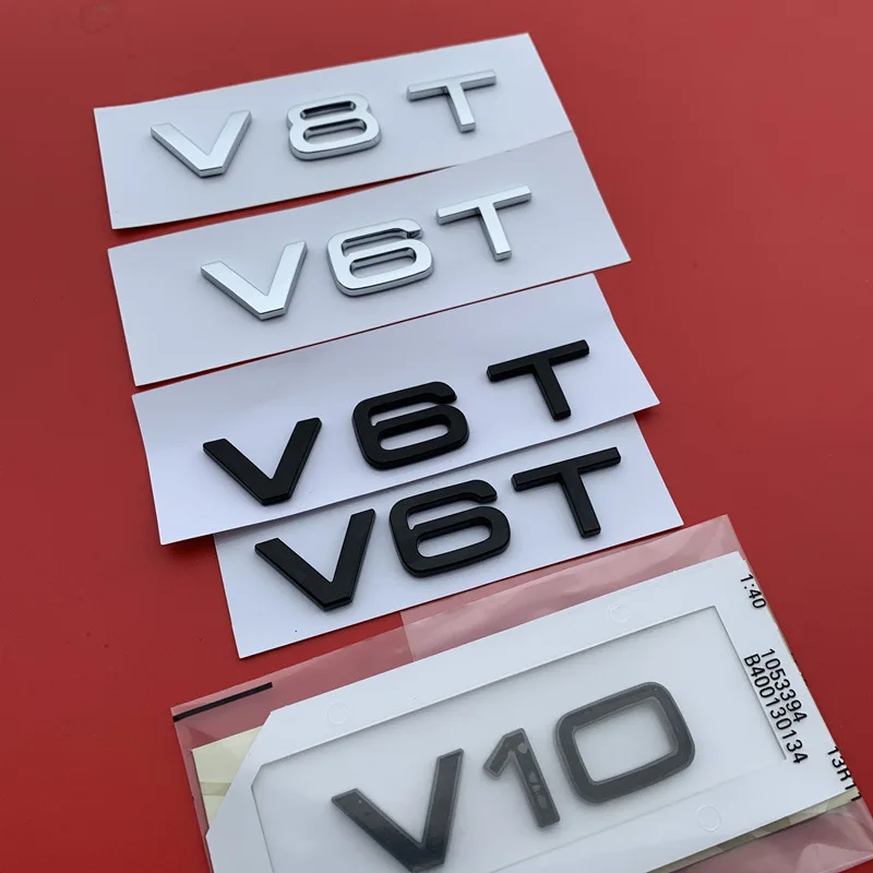 

2Pcs ABS Letter Number V6T V8T V10 Emblem for Audi A4L A5 A6L A7 A8L SQ5 Car Styling Fender Side Badge Discharge Logo Sticker