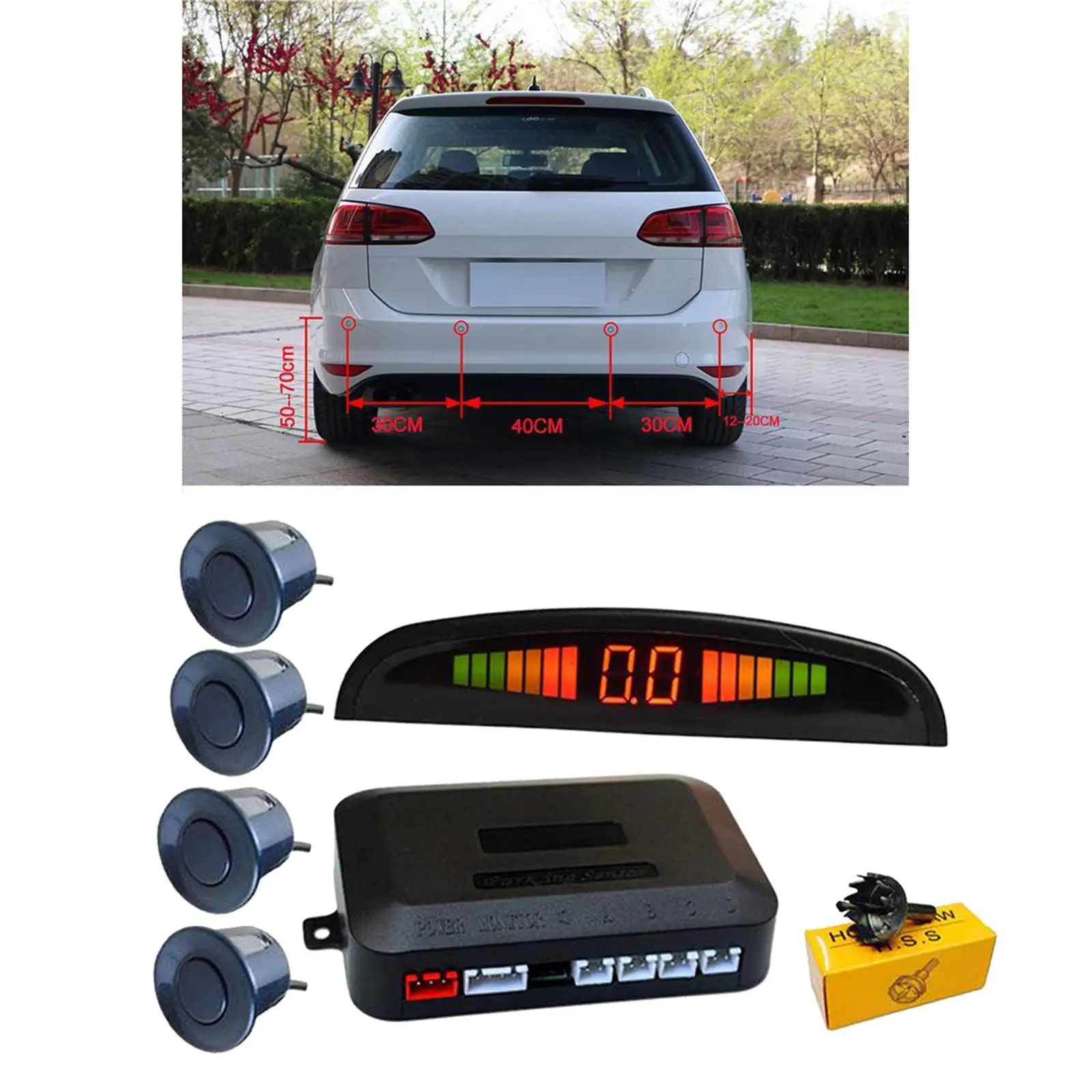 

LED Display Parking Sensor, Car System, LED Display + Buzzer + for Vehicle