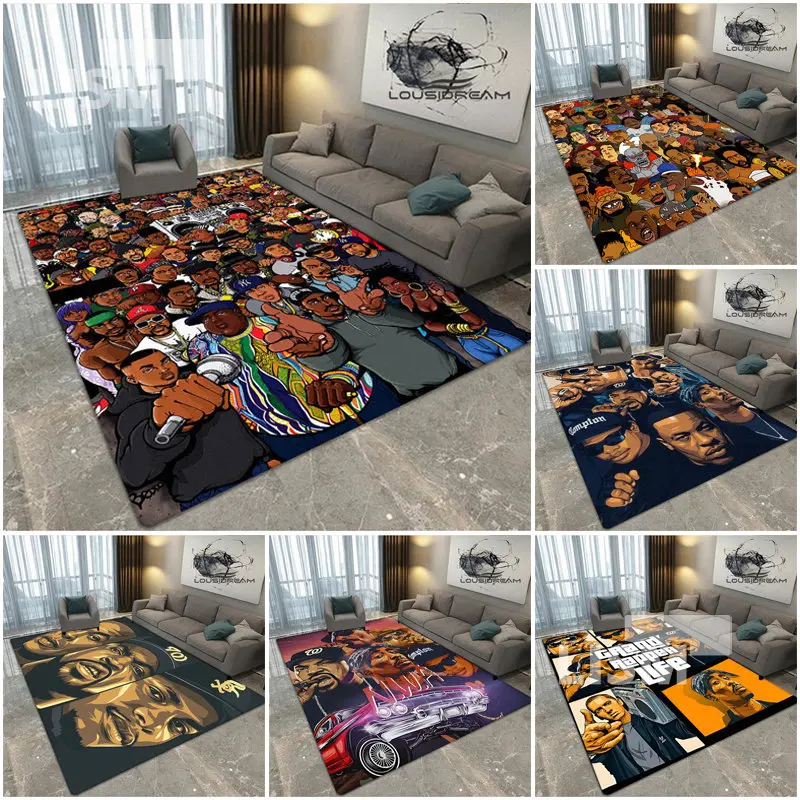

Rapper Print Large Carpet Living Room Bedroom Non-slip Floor Mat Fashion Trend Can Customized Washable Floor Mat Children's Rug
