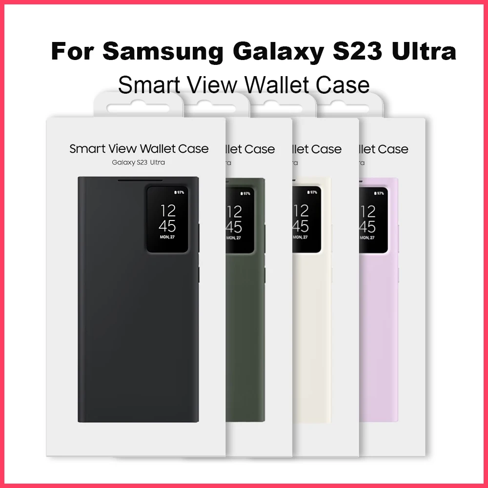 Оригинальный чехол-кошелек Smart View для смартфона Samsung Galaxy S23 Ultra Clear Flip Cover EF-ZS918