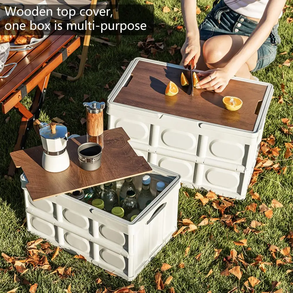

Storage Box Handle Design Foldable Large Capacity Keep Tidy Space-saving Detachable Lid Outdoor Camping Car Trunk Organizer
