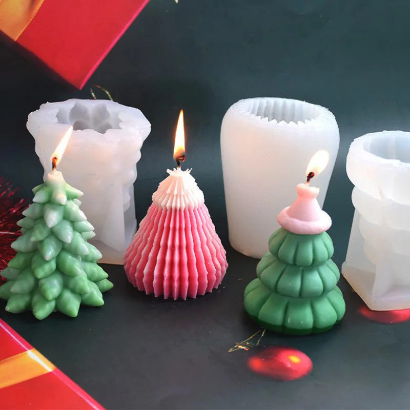 

New Christmas Candle Silicone Mold for Epoxy Resin Santa Claus Christmas Tree Snowman Elk Pine Cone Scented Candle Plaster Mold