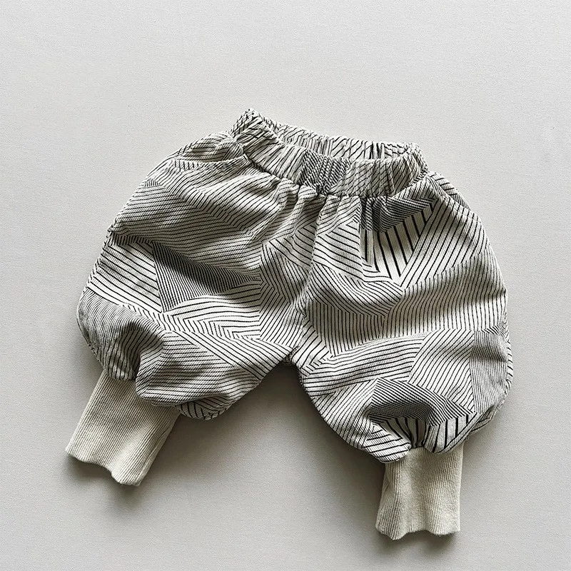 

Soft Breathable Personality Baby Boys Girls Geometric Casual Kids Corduroy Children Harem Pants Spring Toddler Long Trousers