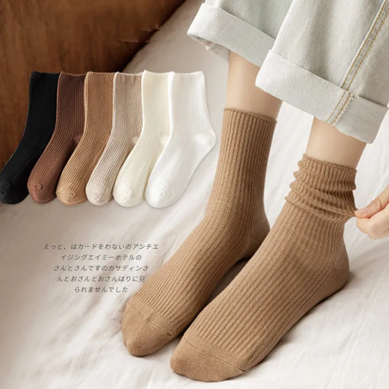 

Fashion Autumn Winter Cute Cozy Warm Socks For Women Cotton Designer Solid Color Girls Korean Style Squishmallow Socken