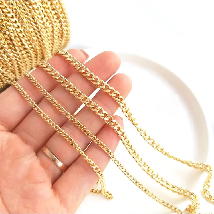1 Meter 14K Gold Color Plated Brass Chains Round Loops Link Chain For Jewelry Making DIY Necklace Bracelets Jewellery Making