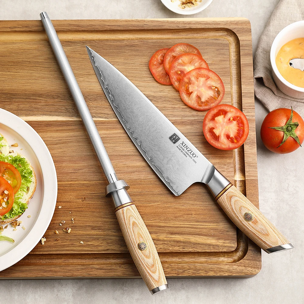 Фото Новый XINZUO алмазный стержень для заточки кухонных ножей, стальная точилка, каменный инструмент, высококачественная бытовая точилка для хонингования стальных ножей №3