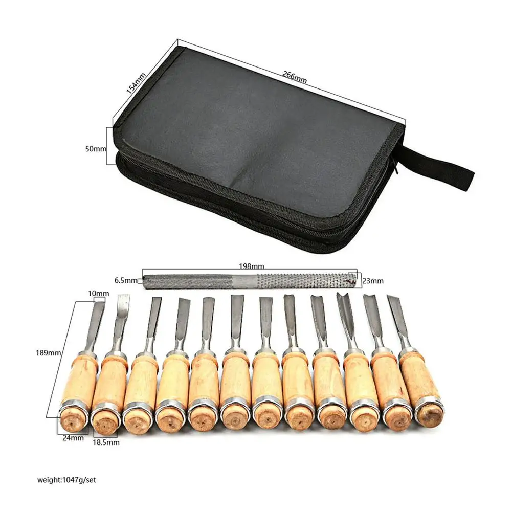 

NEW 13pcs Wood Carving Tools Set Cutter With Storage Bag Guitar Woodworking Kit Musical Instrument Accessories