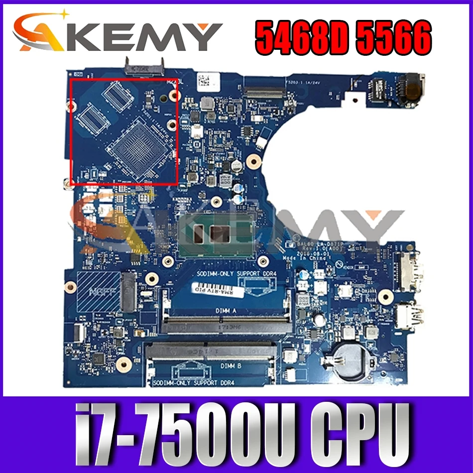 

Материнская плата для ноутбука DELL Inspiron 5468D 5566 с процессором i7-7500U, полностью протестирована