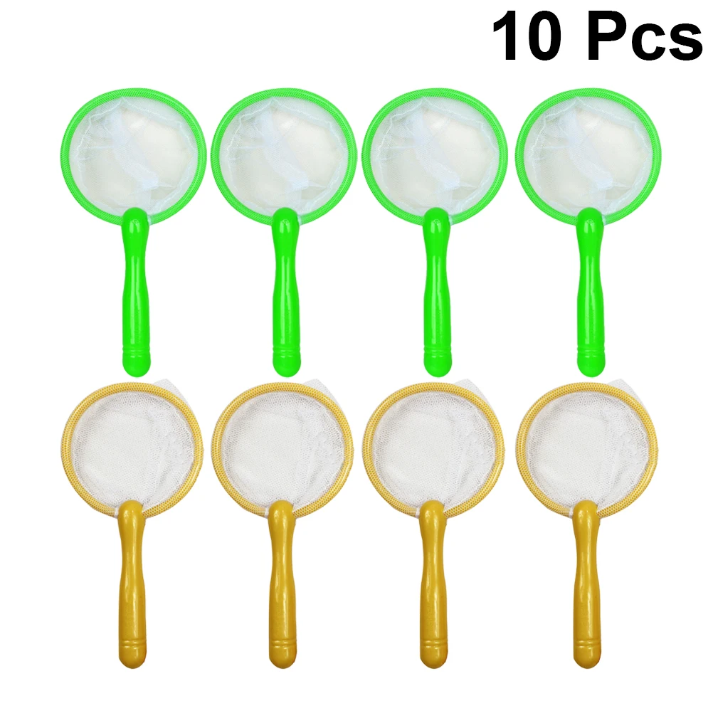 

10pcs Youth Fishing Net Toy Children Fishing Tackle Mesh Catch Net Hand Brail Fish Accessories For Chidren Random Color