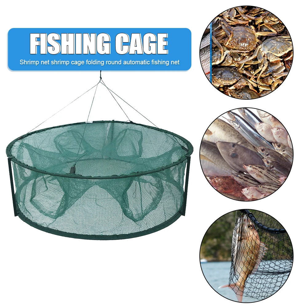 

Lightweight Automatic Fishing Net Trap Cage Small Folding Round Shape Lobsters Shrimp Crabs Fishing Network Catcher