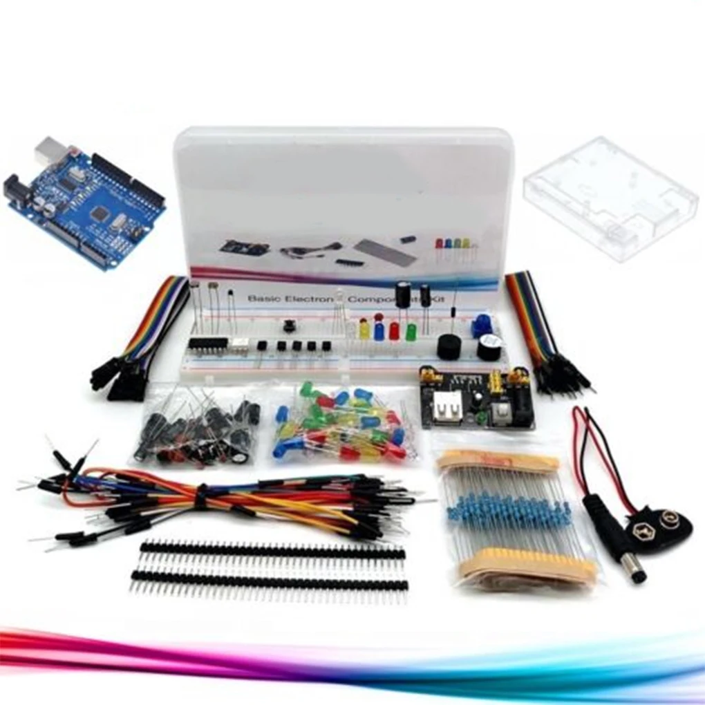 

Базовый стартовый комплект для Arduino Uno R3 Project, товары для электронных компонентов, R3 плата/макетная плата, набор электроники «сделай сам»