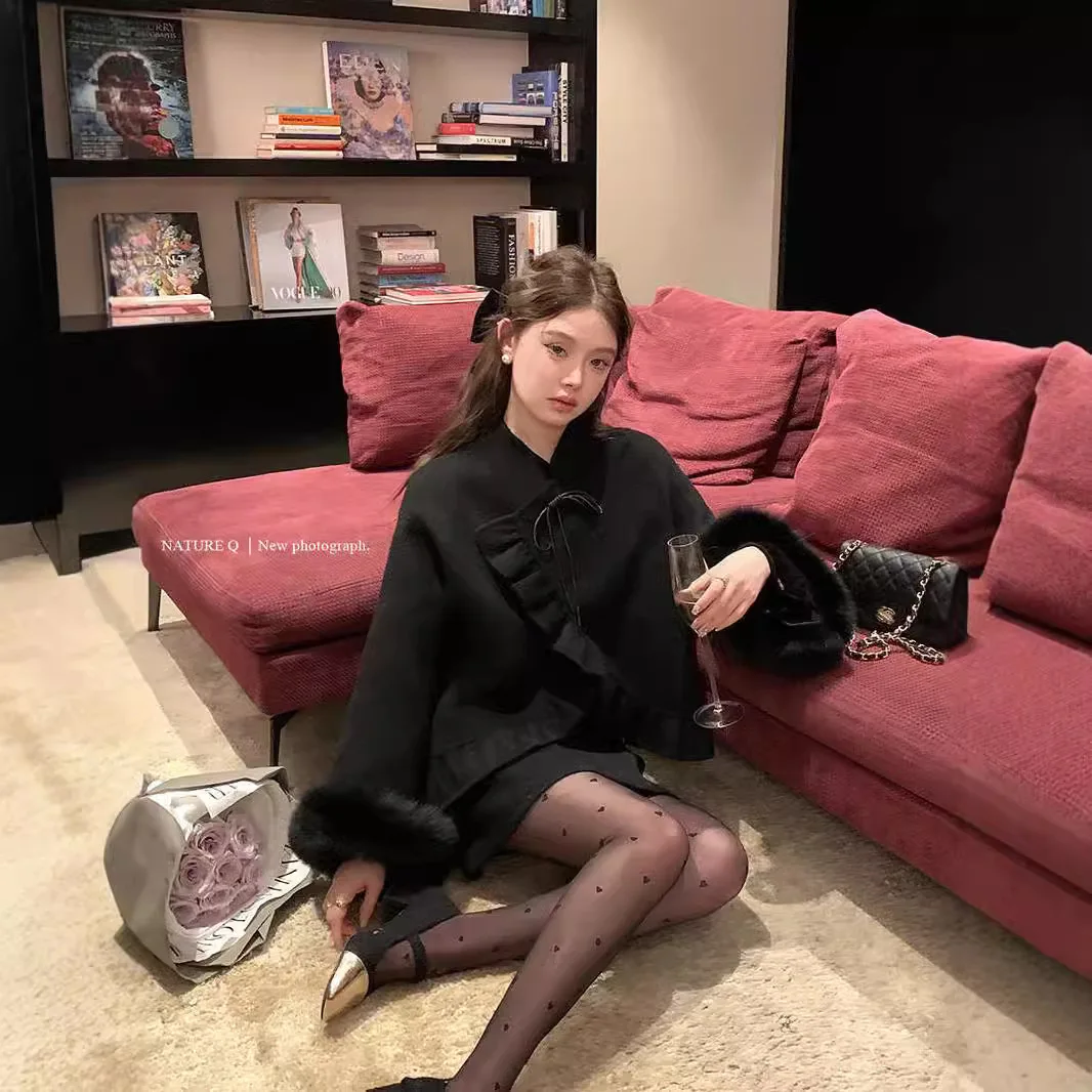 2024 осенне-зимнее новое шерстяное меховое лисье золотое двустороннее кашемировое