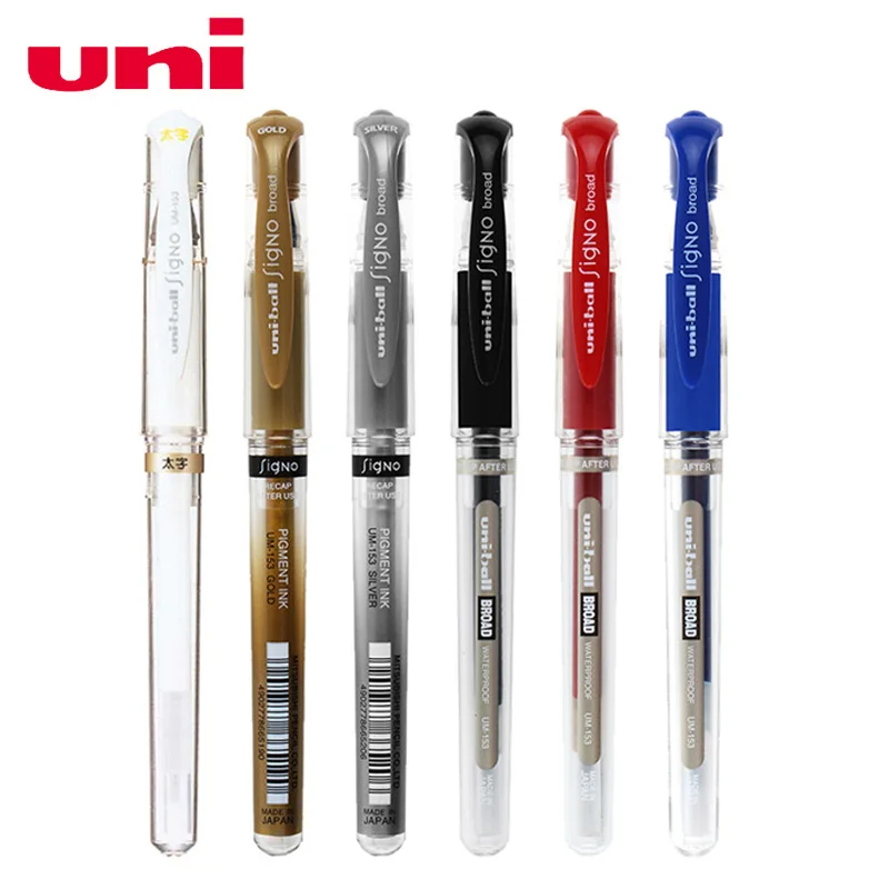 6Pcs Japan UNI Uni-ball Signo Breite UM-153 Gel Stift-1,0mm Blau/Schwarz/Rot/weiß/Silber/Gold/Blauschwarz 7 farbe Optional