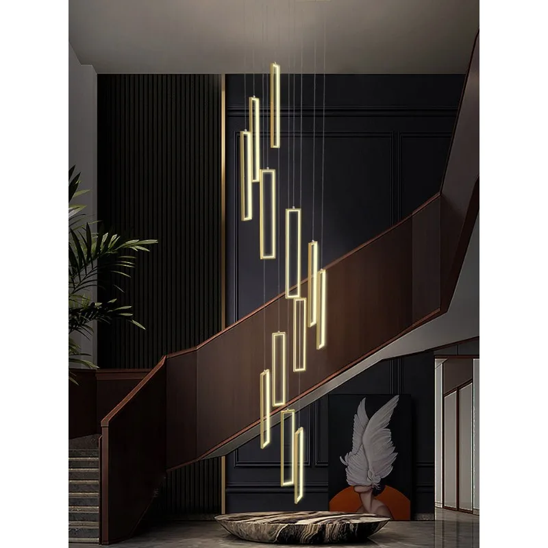 

Pendant Lamp Led Art Chandelier Light Room Decor Minimalist Staircase Modern Fixtures in Loft Apartments Square Hall Hanging bar