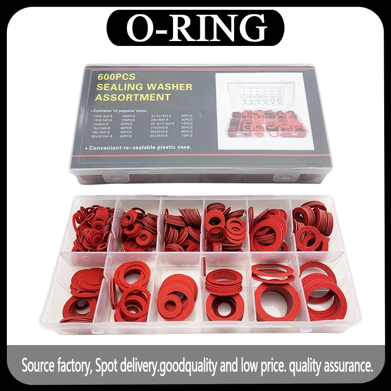 

12 размеров, 600 шт., изолирующая красная бумага для омывателя, инструмент для запечатывания плоских уплотнительных колец