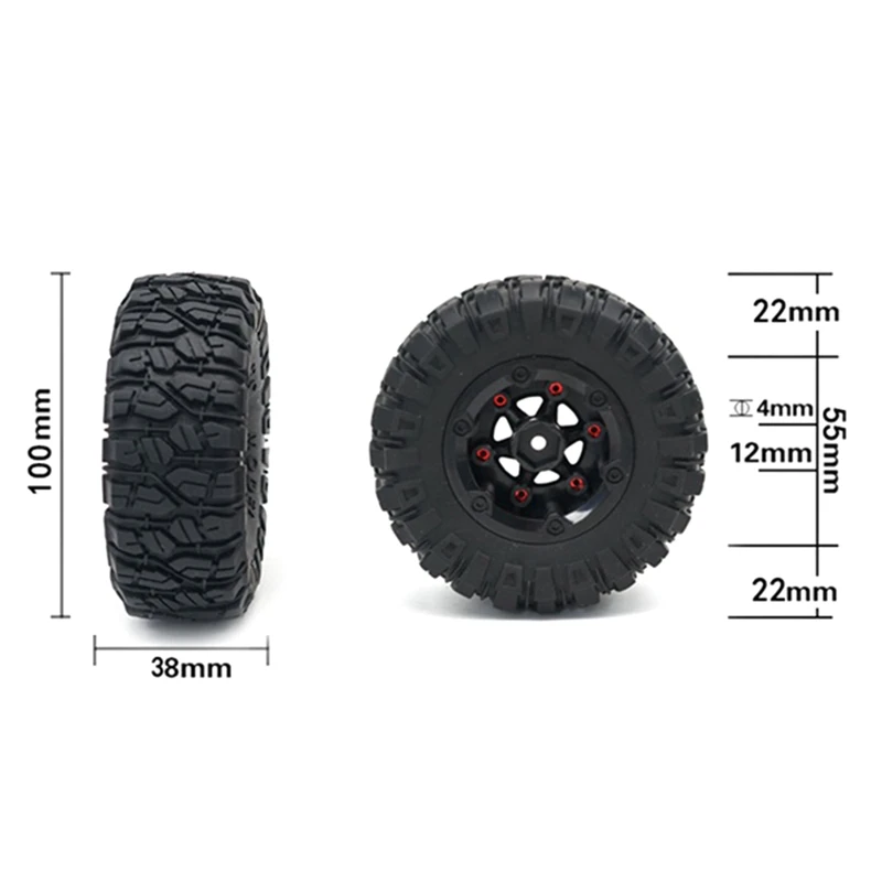 1:12 RC Truck Crawlers 100 мм резиновые шины с шестигранными колесами для Wltoys 12428 12423 FY01 FY02 FY03