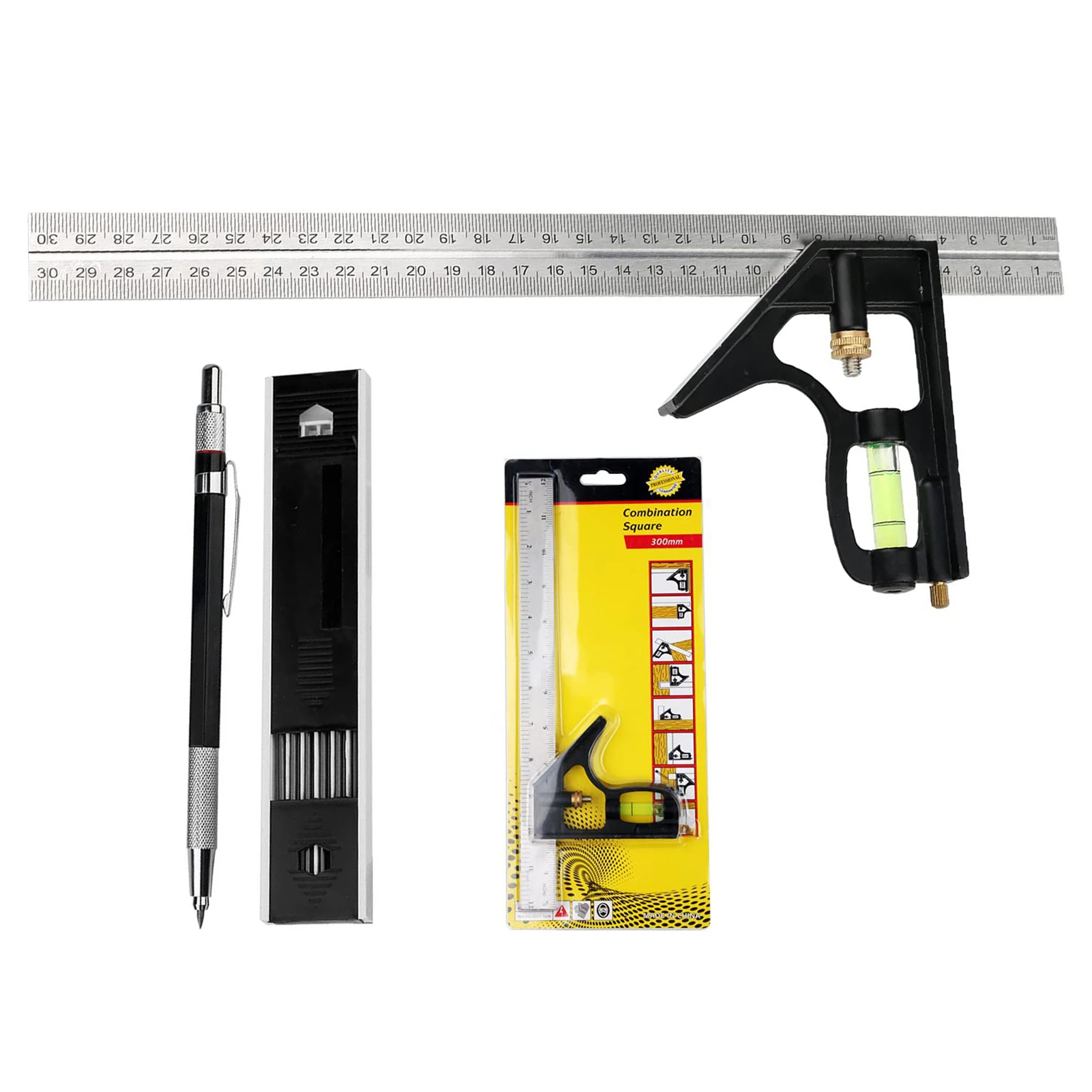 

Combination Angle Ruler Woodworking With Level 300mm Adjustable Protractor Square Ruler Right Angle 90 Carpenter Measuring Tools