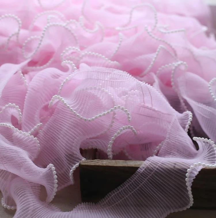 7 см 4 м/лот красивая белая сетка с оборками кружевная отделка одним краем