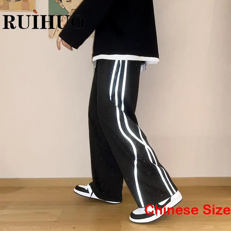 

Светоотражающие повседневные брюки RUIHUO, Мужская одежда, женская уличная одежда, китайский Размер 3XL, весна 2023, Новые поступления