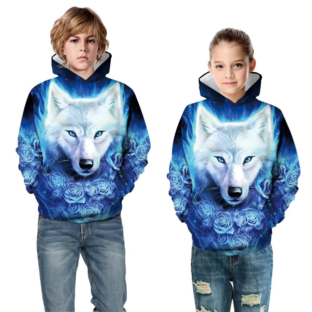 

Wolf 3D Oversized Boys Hoodies for Girls 10 14 years old Teenagers Children's Sweatshirt for Boys Sweat Shirt Child Kids Clothes