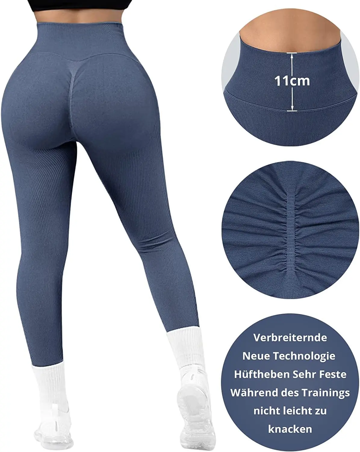 Ribbed Seamless Leggings Yoga Training Tights Women Bum Scrunch Leggings Breathable Leggins Fitness High Waist Running Pants