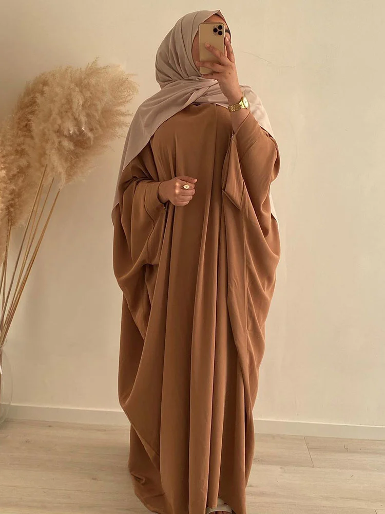 Muslim Abaya Ramadan Prayer Fashion Dress Women Nida Batwing Sleeve Hijab African Dresses Islam Dubai Modest Turkey Abayas