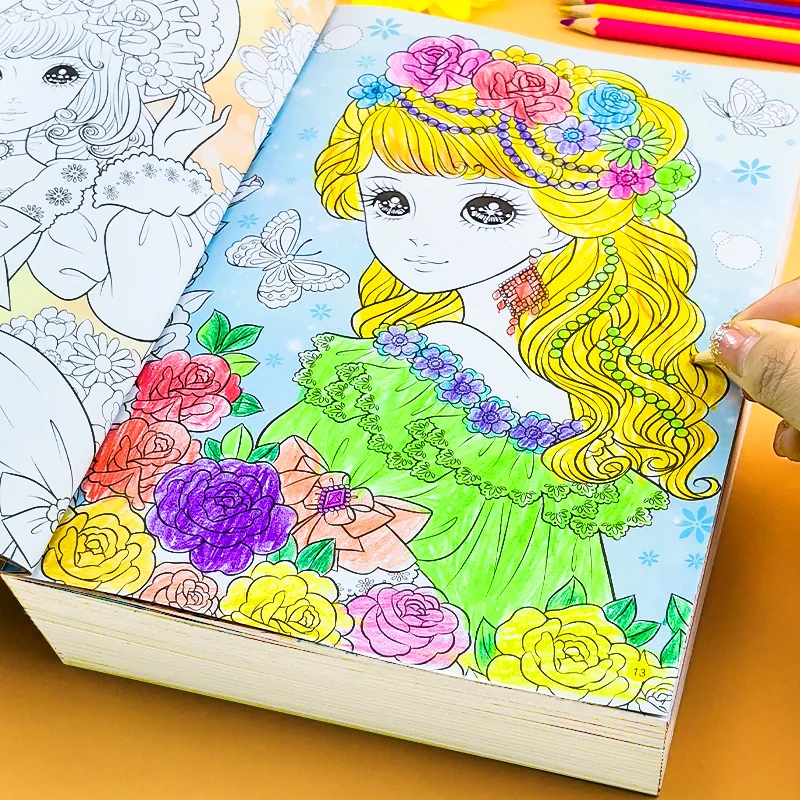 

6 Books 192 Pages Perfect Princess Coloring Book for Girl Gift Children Graffiti Coloring Picture Painting Book 17x24cm
