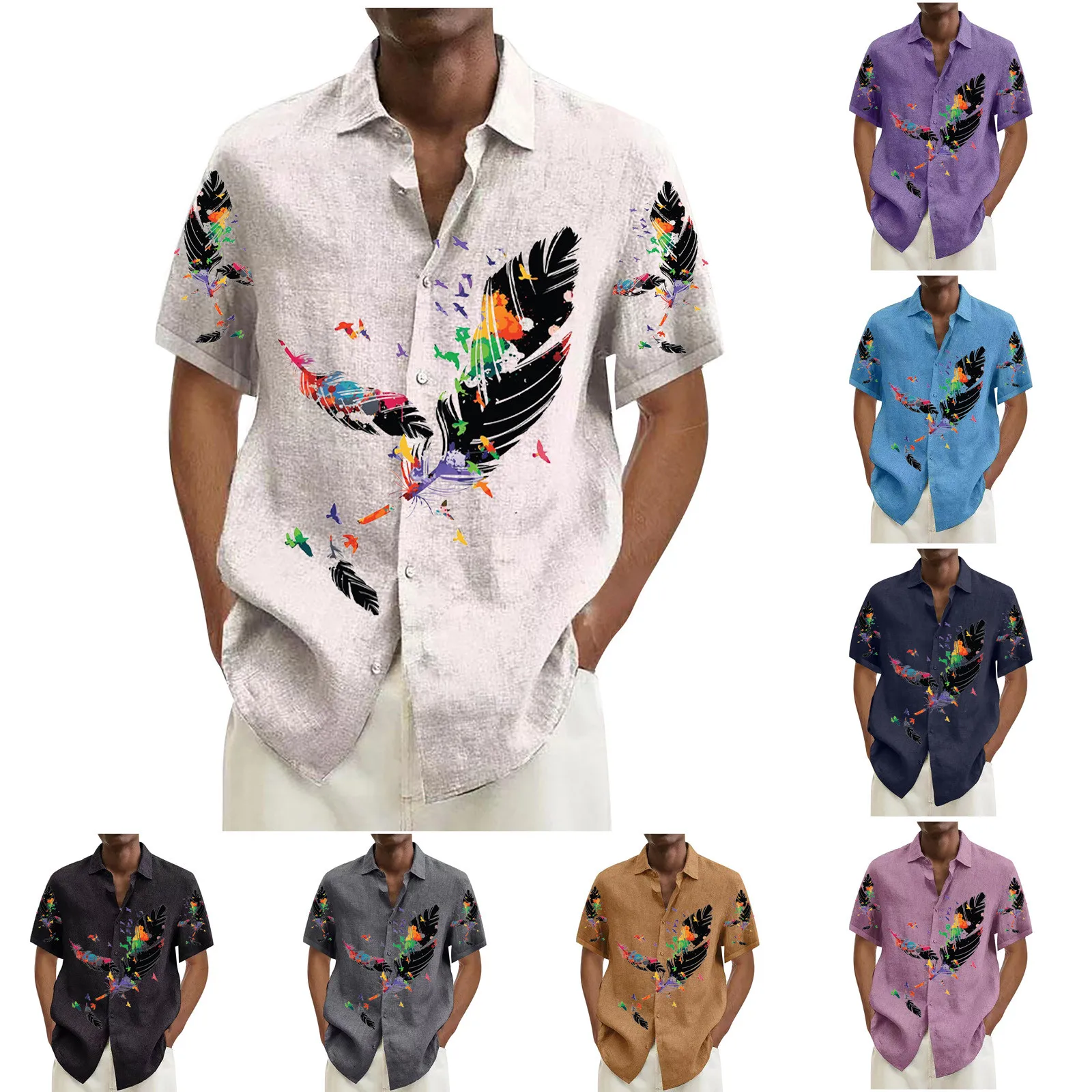 

Hawaiian Shirt For Men, Men's Vintage Button Down Bowling Shirts Short Sleeve Summer Beach Shirt Ropa Hombre Roupas Maculinas