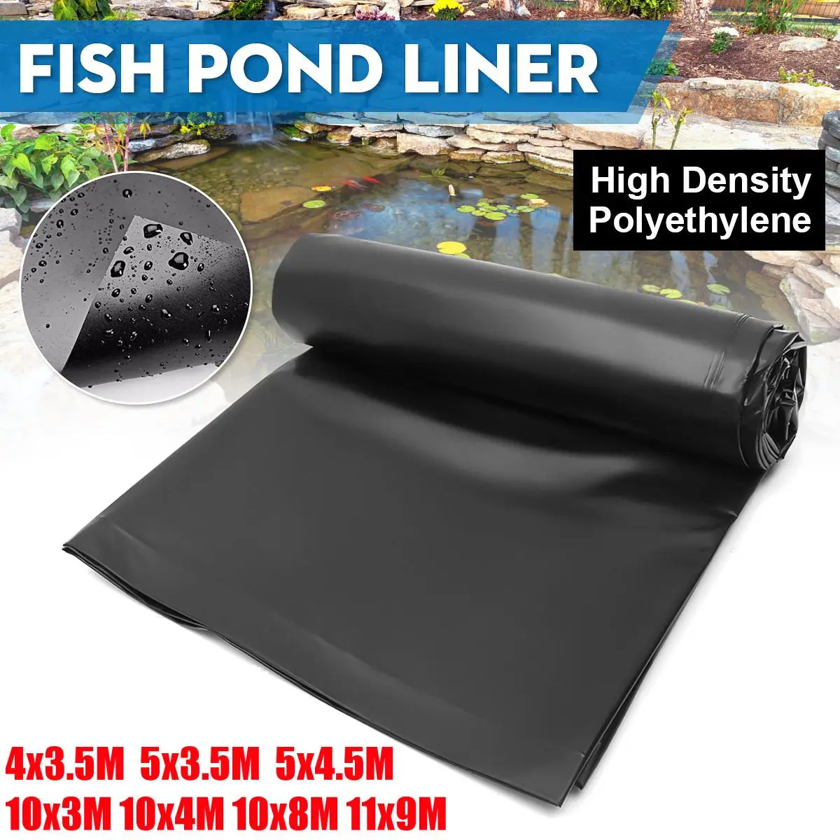 0.12mm 9.0x11.0M Waterproof Liner Film Fish Pond Liner Garden Pools Reinforced HDPE Heavy Duty Guaranty Landscaping Pool Pond