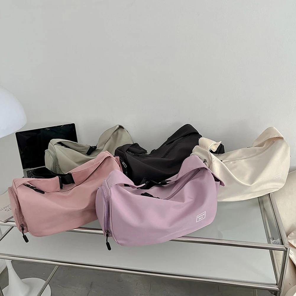 

Solid Color Dry Wet Separation Bags Large Capacity Portable Gym Bags with Pockets Zipper Adjustable Shoulder Strap for Men Women