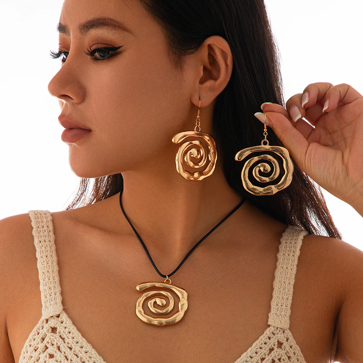 Ingemark Модный Металлический Спиральный Кулон Уникальный Комплект Ожерелья И