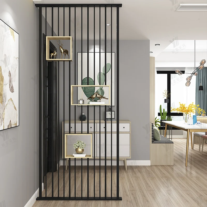 

Nordic modern art screen living room home porch flower stand hollow guest dining room stainless steel partition