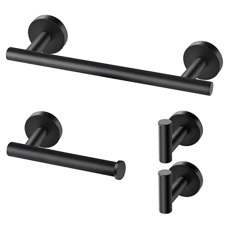 

Bathroom Hardware Set, Black Towel Bar, Thickened SUS304 Stainless Steel Black Bathroom Accessories Set