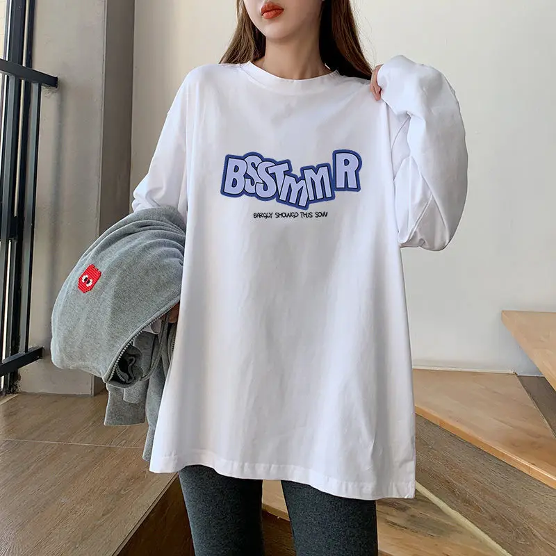 

Fashion O-Neck Loose Printed Letter T-Shirt Female Clothing 2023 Spring Autumn New Oversized Casual Tops All-match Tee Shirt