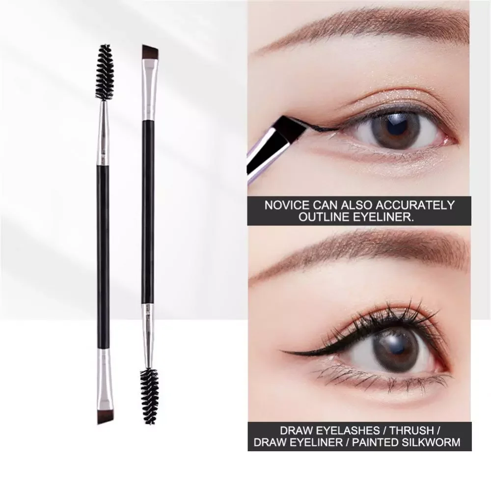 

NEW2023 100 Pcs Black Professional Double Head Eyebrow Eyelash Makeup Brush Fine Hair Wholesale Slanted Eyebrow Brush Makeup Too