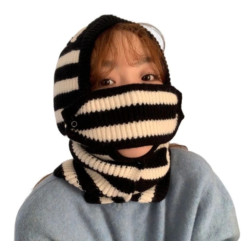 

Шапка-шарф с капюшоном, зимняя модная Вязаная Шапка-бини с капюшоном, вязаная крючком Шапка-бини с ушками DXAA