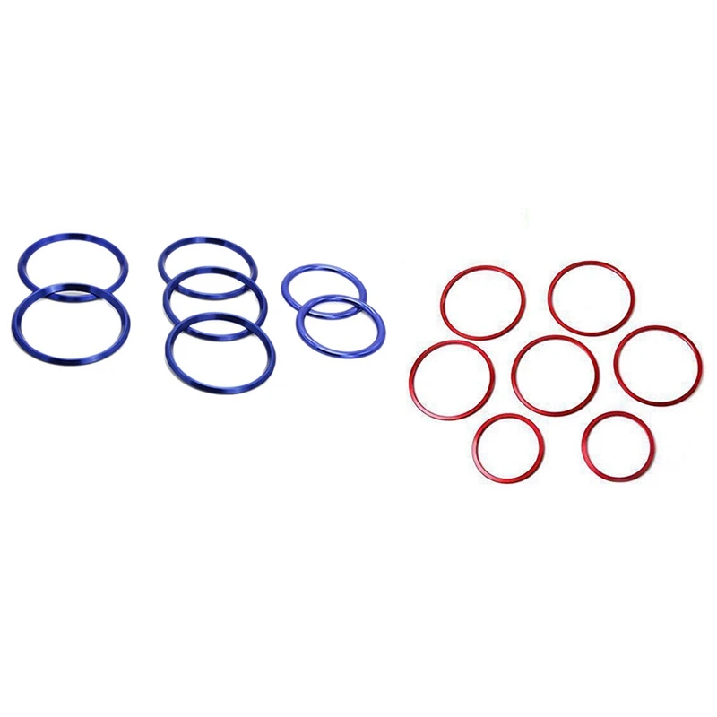 

14 Pcs Car-Styling Ac Outlet Ring Decoration Air Conditioning Vents Trim Stickers Cover-Bule & Red