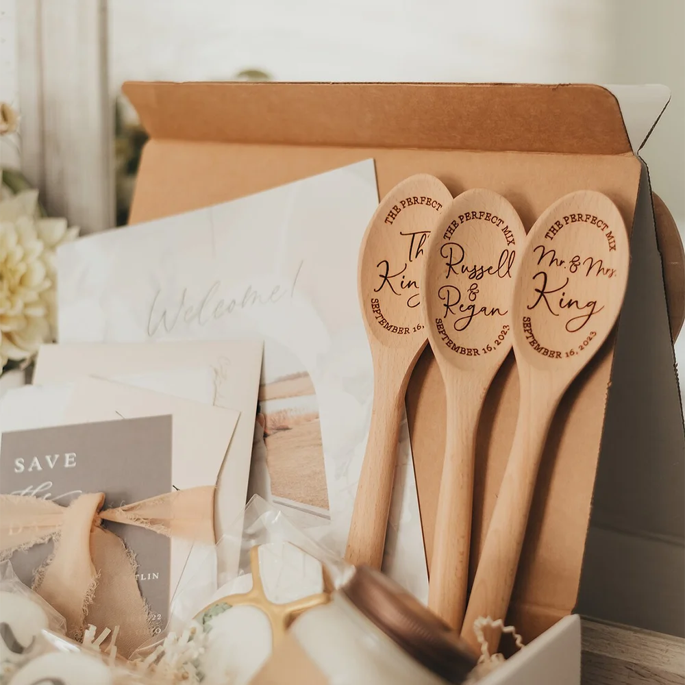 Деревянная ложка для свадебной вечеринки персонализированная с гравировкой