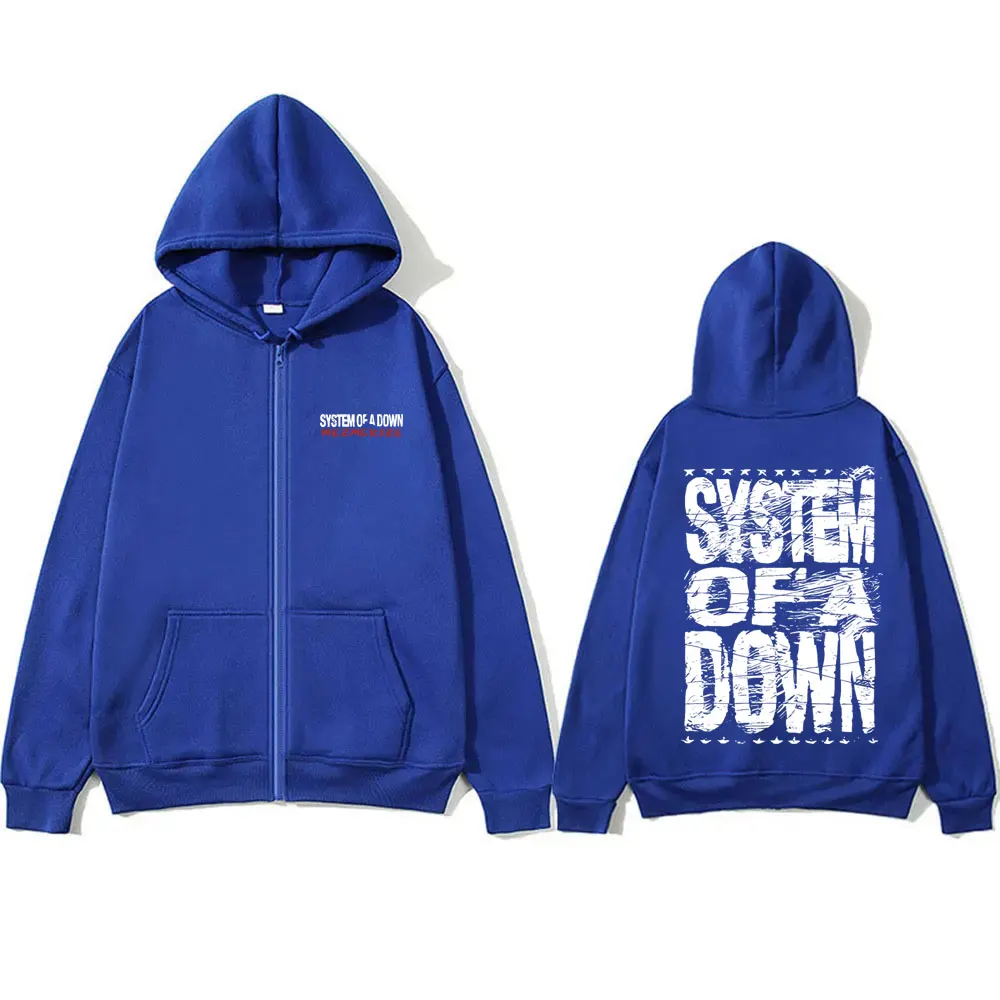 Фото Vintage Rock Band System of A Down Mezmerize Print Zipper Hoodie Men Women Alternative Metal Music Zip Up Jacket Zip Up Hoodies №3