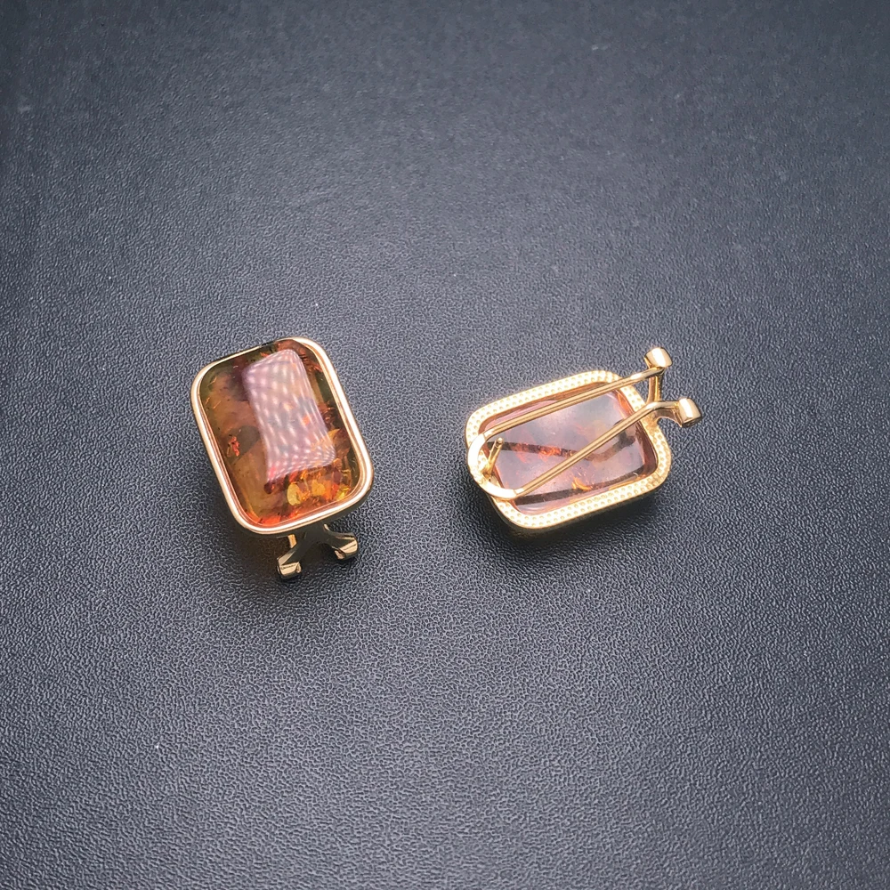 Серьги из серебра 925 с янтарем