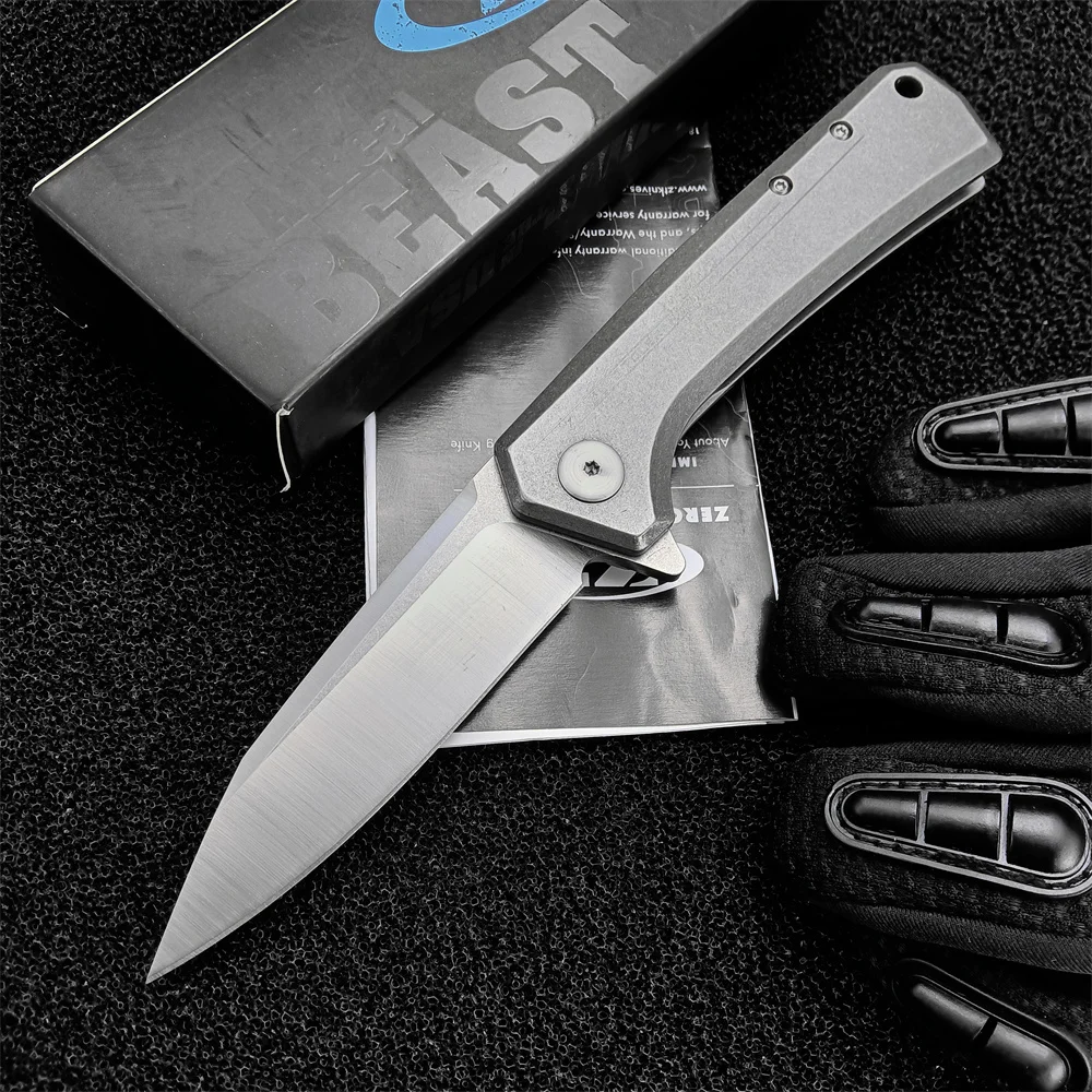 

ZT 0808 Tactical Folding Pocket Knife Flipper 3.25" D2 Blade Steel Handle KVT Ball Bearing Outdoor Camping Hunting EDC Tools