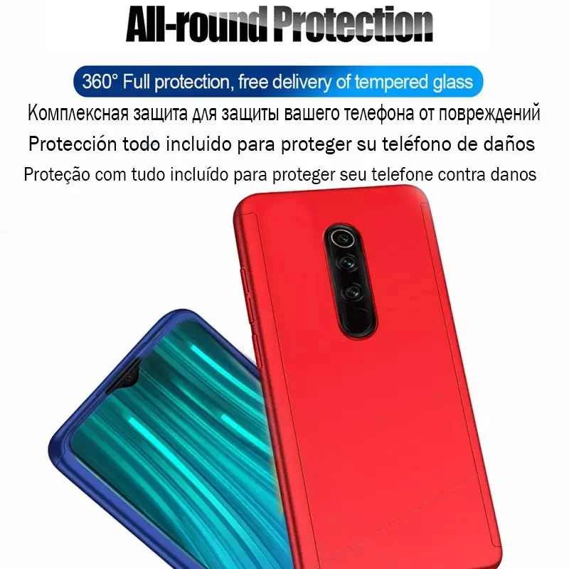 Защитный чехол с полным покрытием 360 градусов для Xiaomi Redmi Note 11 10 9 8 7 6 5 Pro 11S 10S 9S 8T 5A 4X
