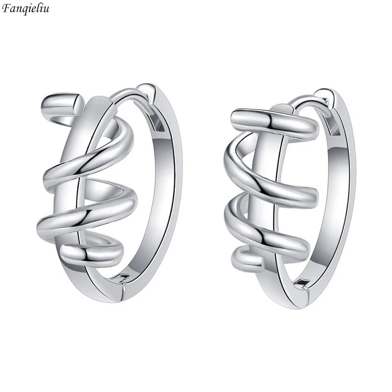 

Fanqieliu 925 Silver Needle New Fashion Original Jewelry Screw Spring Hoop Earrings For Women FQL23161